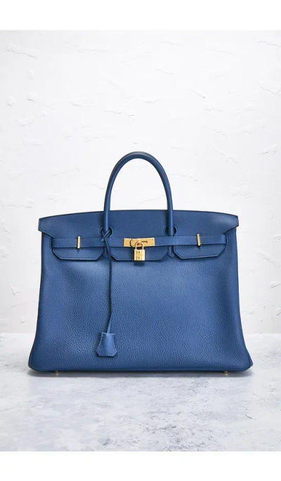 Fwrd Renew Hermes Togo Birkin 40 Retourne Handbag In Blue