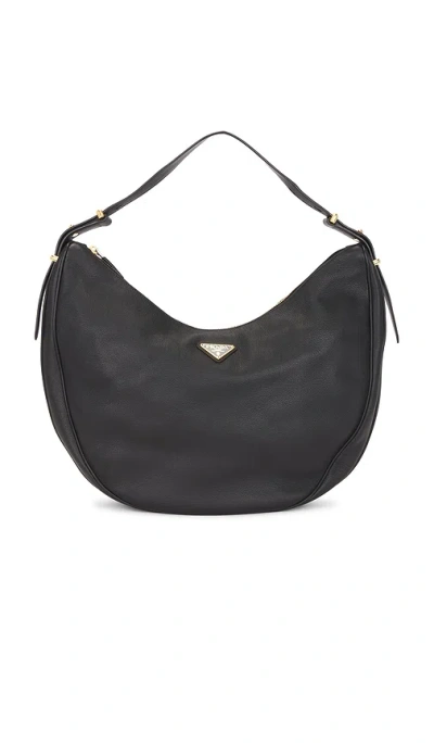 Fwrd Renew Prada Tessuto Hobo Bag Black In Black