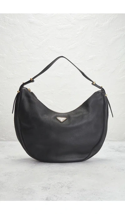 Fwrd Renew Prada Tessuto Hobo Bag Black In Black