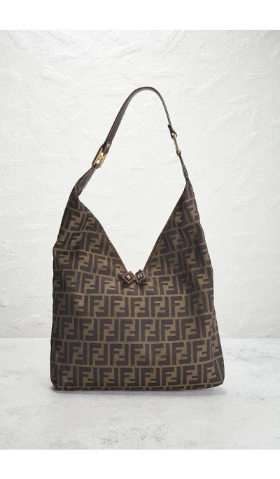 Fwrd Renew Fendi Zucca Shoulder Bag In Brown