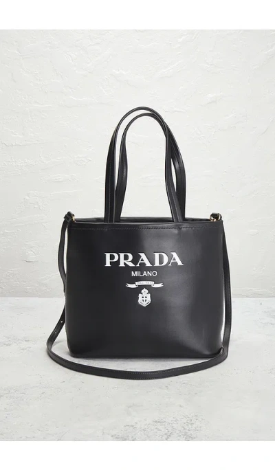 Fwrd Renew Prada Vitello Logo Tote Bag In Black