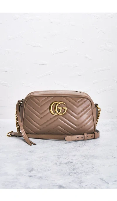 Fwrd Renew Gucci Gg Marmont Shoulder Bag In Sand