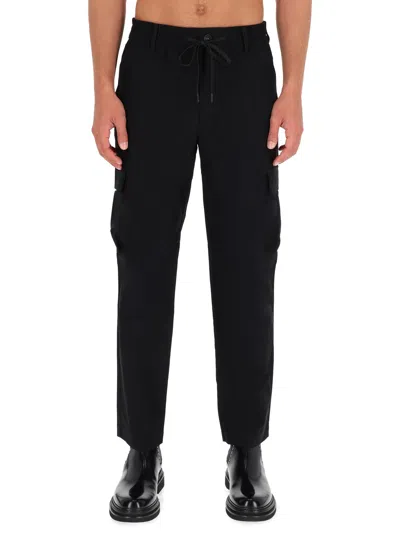 Versace Jeans Couture Drawstring-waist Cargo Trousers In Black