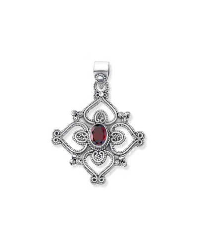 Samuel B. Ss Tribal Design Diamond Shape Garnet Pendant In Metallic