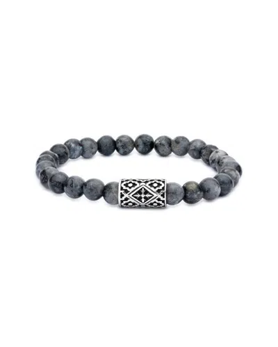 Samuel B. Ss Labradorite Stretch Bracelet With Silver Design In Gray