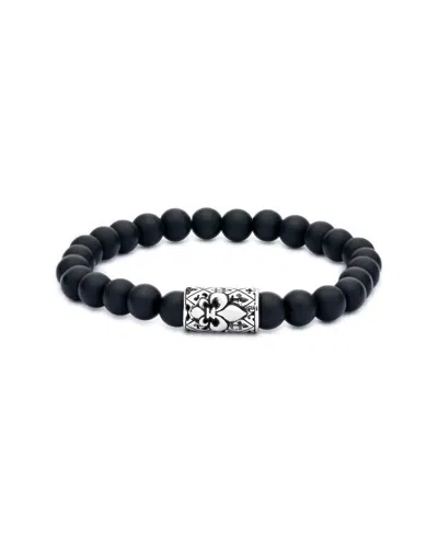 Samuel B. Ss Matte Onyx Sretch Bracelet With Silver Accent In Black