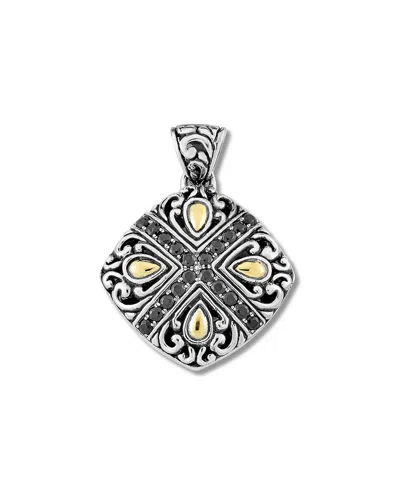 Samuel B. Ss/18k Black Spinel With Filigree Work Pendant In Metallic
