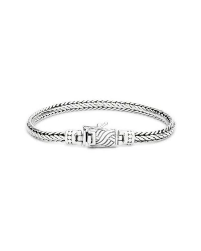 Samuel B. Ss Thin Mens Bracelet W Diagnal Line Design Lock 1 In Metallic