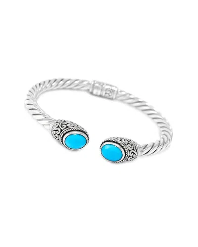 Samuel B. Ss/18k 6.5 Oval Sleeping Beauty Turq Twisted Bang In Silver