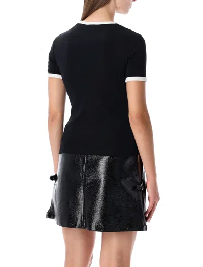 Courrèges Black Bumpy Contrast Logo T-shirt In Black