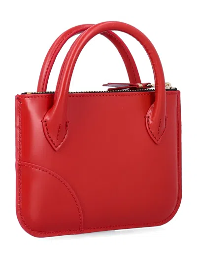 Comme Des Garçons Leather Mini Wallet Bag With Handles In Red