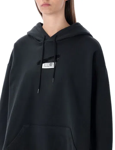 Mm6 Maison Margiela Casual Hoodie Featuring Tape Detail In Black