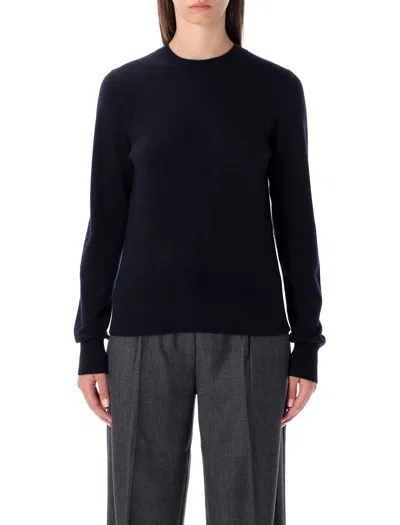 Rhea Costa Rhea Navy Blue Wool Cashmere Crewneck Sweater In Black