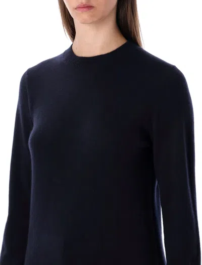 Rhea Costa Rhea Navy Blue Wool Cashmere Crewneck Sweater In Black
