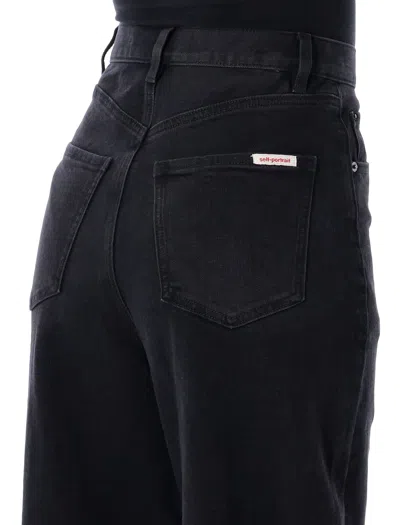 Self-portrait Barrel Leg Jeans In Black