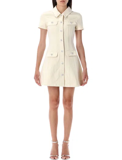 Self-portrait Self Portrait Denim Mini Dress In Neutral