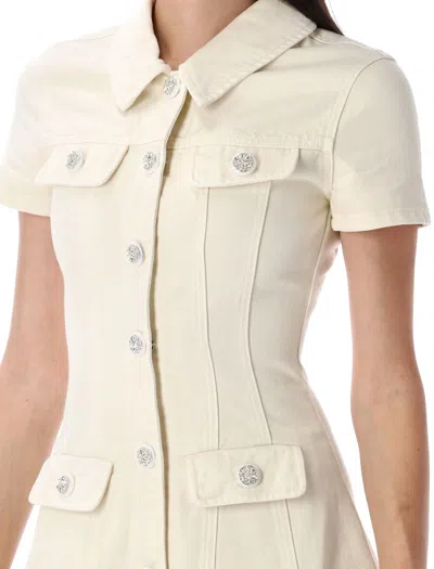 Self-portrait Self Portrait Denim Mini Dress In Neutral