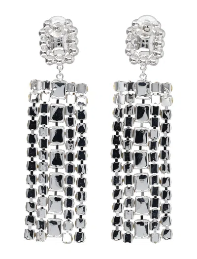 Self-portrait Multi Crystal Droplet Earrings In Metallic