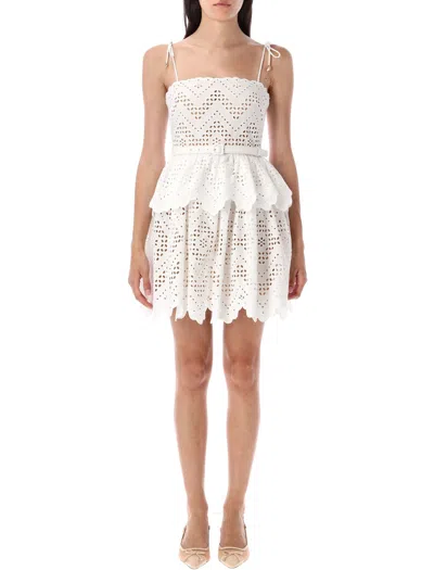 Self-portrait Cotton Broderie Mini Dress In White