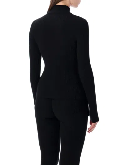 Courrèges Logo Knitted Turtle-neck Sweater In Black