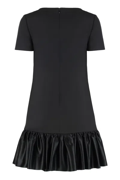Valentino Garavani Bow Detail Wool And Silk Mini Dress In Black