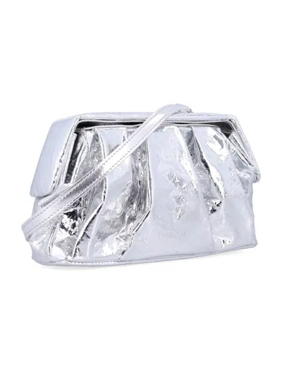 Themoirè Afrodite Metallic Silver Clutch In Silver