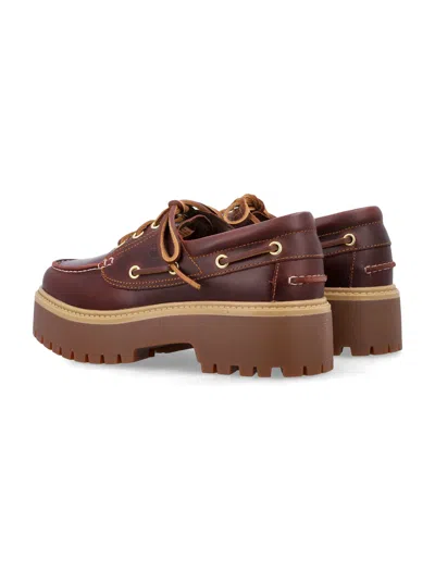 Timberland Leather Platform Boat Shoes In Brown