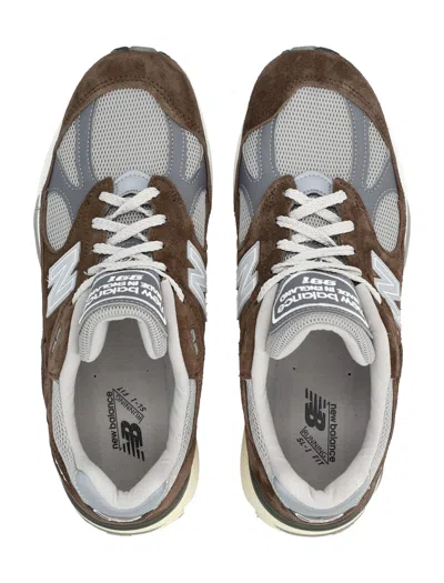 New Balance 991 V2 Miuk Suede Mesh Sneakers In Brown