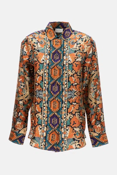 Pierre-louis Mascia Multicolor Printed Shirt In Brown
