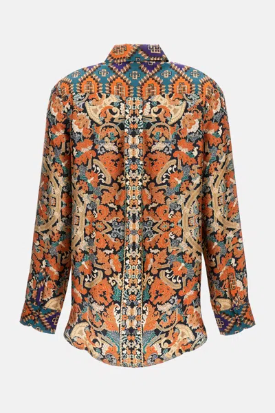 Pierre-louis Mascia Multicolor Printed Shirt In Brown