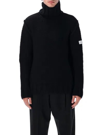 Mm6 Maison Margiela Chunky Wool Turtleneck Jumper In Brown