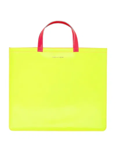 Comme Des Garçons Leather Super Fluo Tote Bag In Yellow