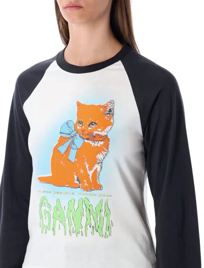 Ganni T-shirt In Cotone Bicolor  Donna In Multi