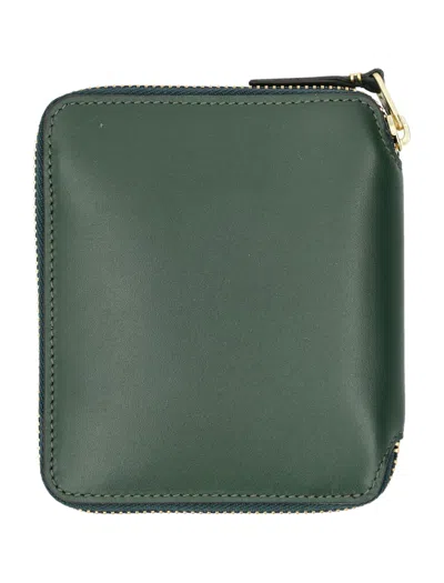 Comme Des Garçons Vertical Zip Around Wallet In Green