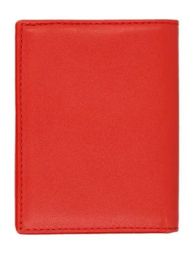 Comme Des Garçons Compact Leather Cardholder Foldable Design In Orange