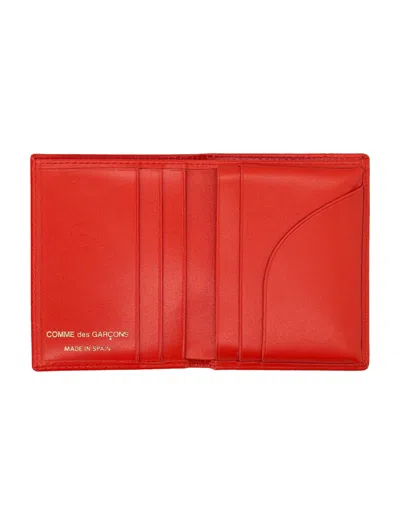 Comme Des Garçons Compact Leather Cardholder Foldable Design In Orange