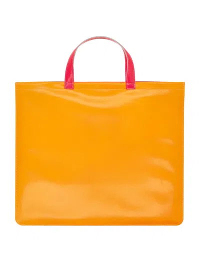 Comme Des Garçons Leather Super Fluo Tote Bag In Yellow