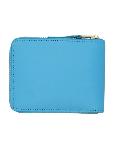 Comme Des Garçons Classic Zip Around Small Wallet In Blue