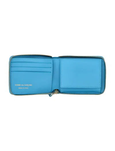 Comme Des Garçons Classic Zip Around Small Wallet In Blue