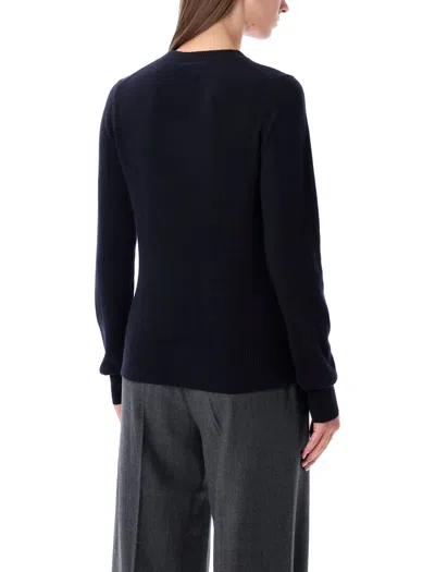 Rhea Costa Rhea Navy Blue Wool Cashmere Crewneck Sweater In Black