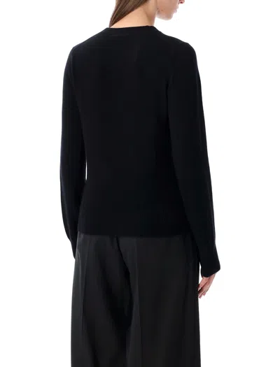 Rhea Costa Rhea Navy Blue Wool Cashmere Crewneck Sweater In Black