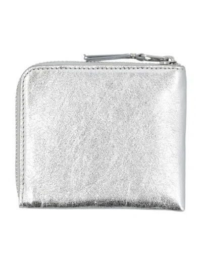 Comme Des Garçons Classic Small Zip Wallet In Silver