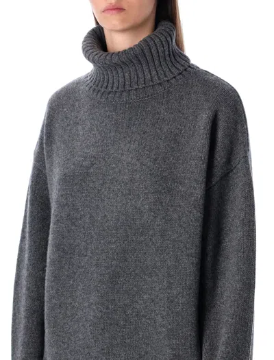 Rhea Costa Rhea Heavy Grey Wool Turtleneck Sweater In Gray