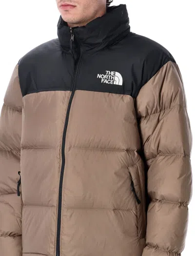 The North Face Beige And Black Short Down Jacket With Logo  In Brown