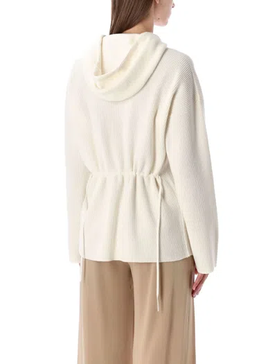Fabiana Filippi Drawstring Hooded Long Sleeve Knit Sweater In Neutral