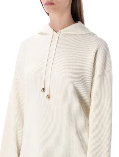 Fabiana Filippi Drawstring Hooded Long Sleeve Knit Sweater In Neutral