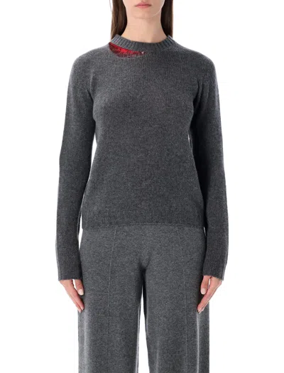 Fabiana Filippi Cashmere Sweater With Sequin Collar In Gray