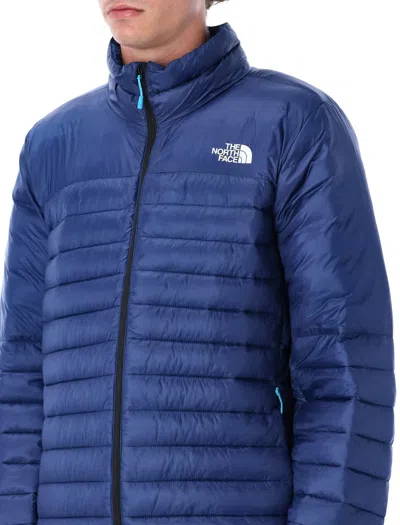 The North Face Men Blue Logo Puffer Jacket, S Luxury Jackets For Men Darveys In Blue