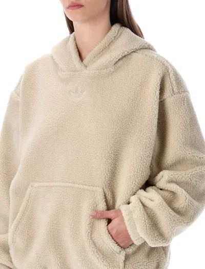 Adidas Originals Beige Teddy Hoodie In Neutral