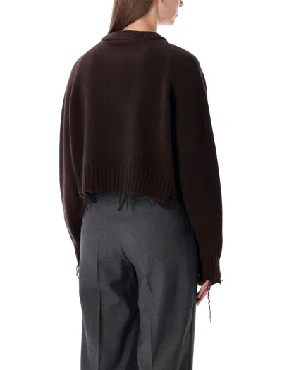 Low Classic Cropped Pullover Distressed Hemline In Brown